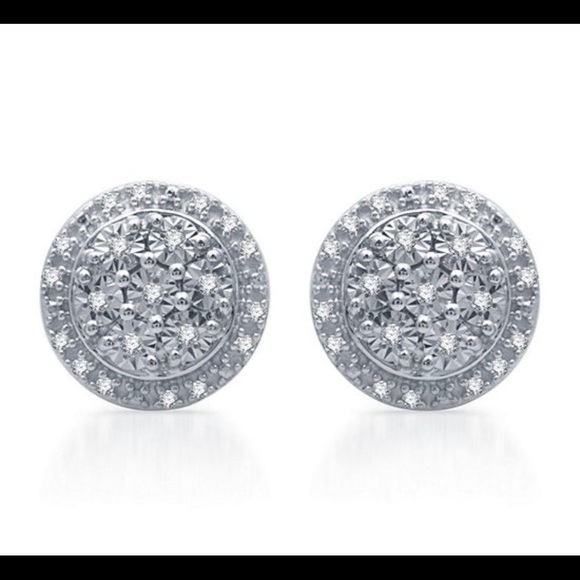 GENUINE DIAMOND STUD EARRINGS-GORGEOUS-IN GIFT BOX - Picture 5 of 8